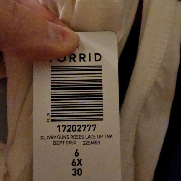 6X 30W Torrid Cream Guns N Roses Lace Up Tank 90s Sweet Child O Mine Grunge Punk - Picture 4 of 6